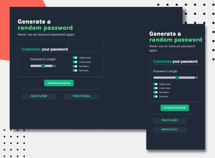 screenshot of password generator app