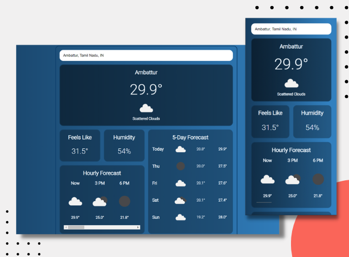 screenshot of weather forecast app